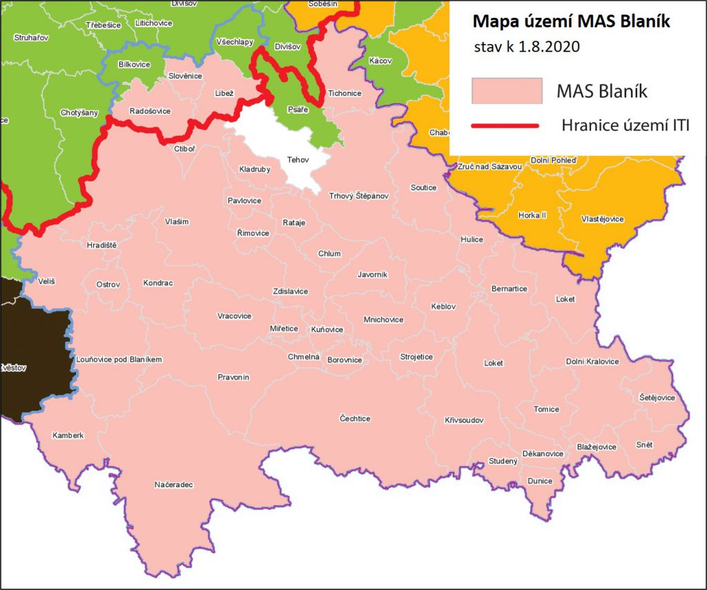 Mapa území Místní akční skupiny Blaník